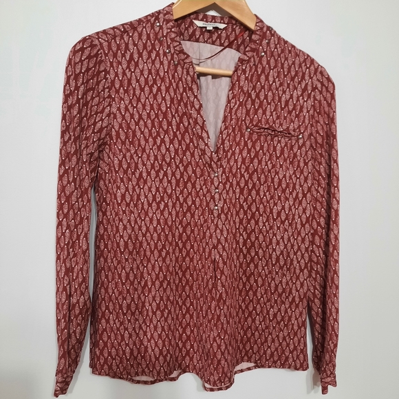 Sandwich Long Sleeve Red and White Blouse - Picture 1 of 5